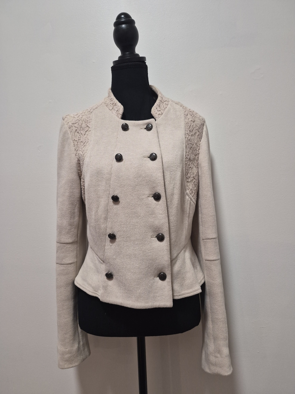 We The Free Double-Breasted Lace-Shoulder Jacket